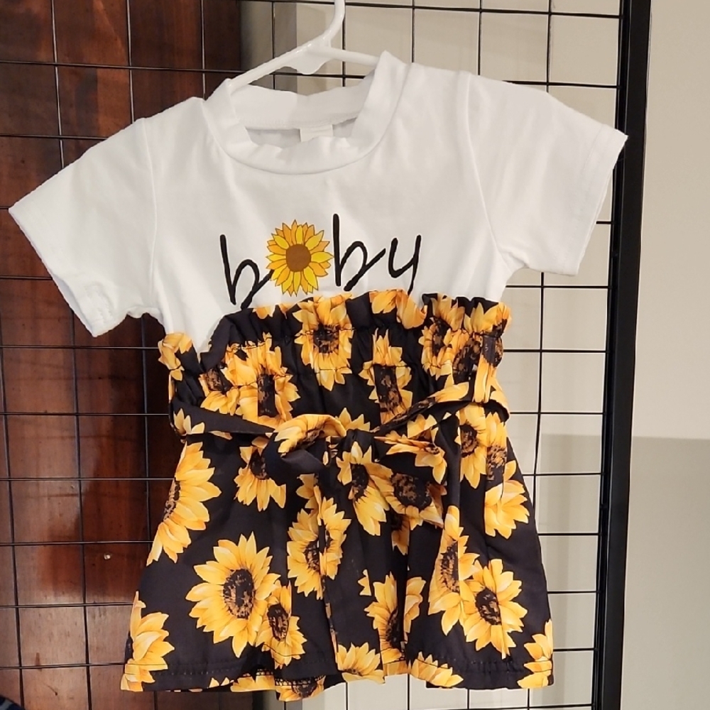 Source Unknown Sunflower Baby Dress - White and Black